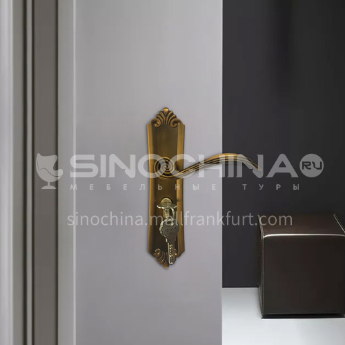 B Classic zinc alloy yellow bronze lock mute lock indoor wooden door lock 47